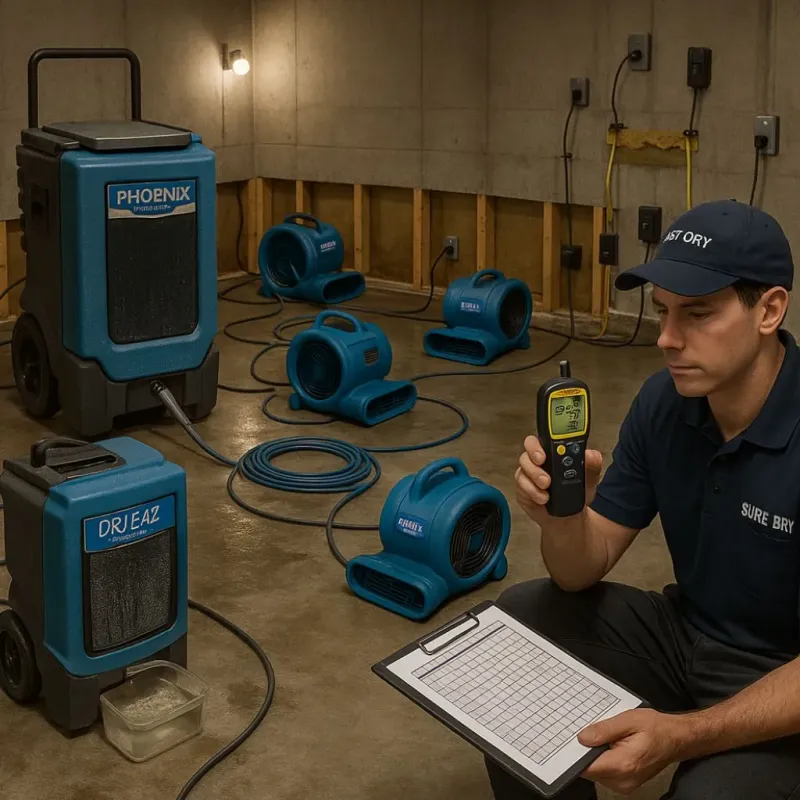 Structural Drying and Dehumidification process in Sulligent, AL